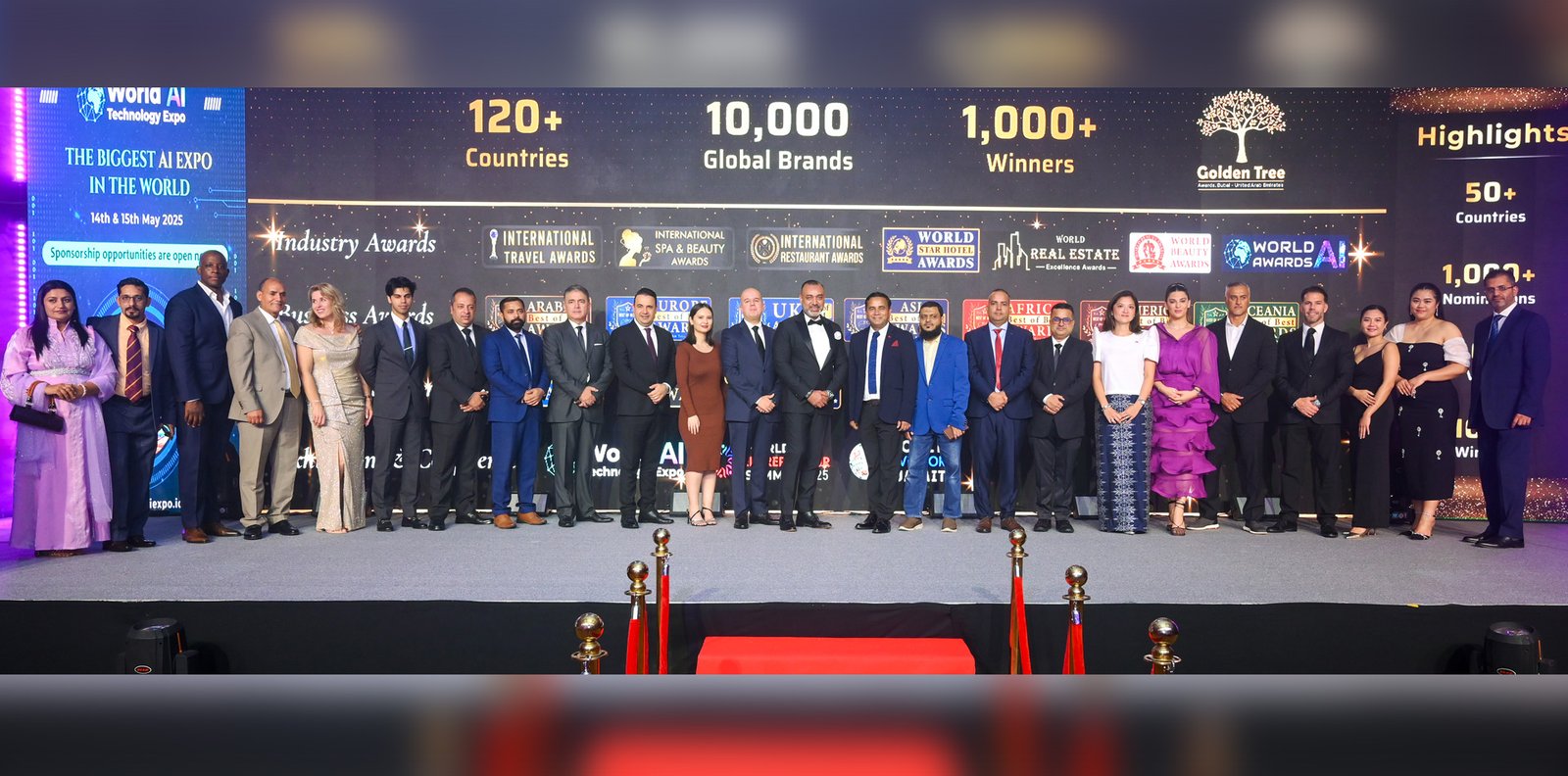 Golden Entrepreneur Awards winners celebrating at the Dubai gala
